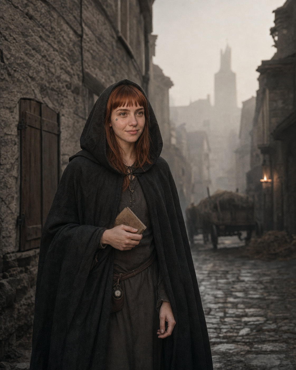 Julieta em uma cidade medieval durante a Peste Negra
